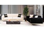 Set Di Divani Gruppo Di Sedute Chesterfield A Tre Posti Nero 3+3 Posti