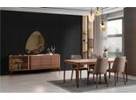 Set Completo Sala Da Pranzo Zona Pranzo Tavolo Sedie 9 Pezzi Legno Marrone