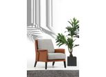 Poltrona Wing Chair Poltrona Cocktail Tessuto Soggiorno Arancione Moderno Grigio