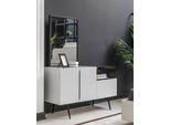 Cassettiera Specchio Legno Set Moderno Design Gruppo Mobili Bianco Lusso 2Pz