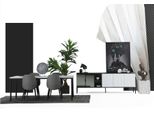 *Gruppo Sala Da Pranzo Tavolo Sedie Credenza Tavolo Legno Set 8 Pezzi Bianco