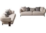 Set Di Divani Moderni Beige Chiaro Soggiorno 2X Divani Imbottiti A Tre Posti