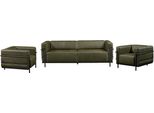 Set Di Divani Da Salotto 3+1+1 Posti In Pelle Divano Poltrona Imbottita Set 3 Pezzi Nuovo