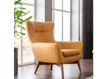 Poltrona Wing Chair Poltrona Cocktail Poltrona Design Moderno Ecopelle Giallo