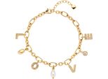 Armband Ciao BY Leonardo "Otella Ciao Love", Gelb (Gelbgoldfarben, Kristallweiß, Weiß, Kristallweiß), ArmbäNder, Damen, 21Cm, Edelstahl Perlen, Edelstahl, Perlen, Armband, Mit Kristallglas, Zirkonia (Synth.) - Mit Perle (Imitiert)