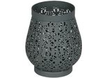 Kerzenlaterne Ambiente Haus "Laterne Aus Metall In Grau - (H) 16Cm", Grau, B:14Cm H:16Cm T:14Cm, Eisen, Kerzenhalter