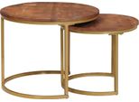 Syfax™ Tavoli Da Caffè Nido 2 Pcs Legno Massello Di Mango E Acciaio