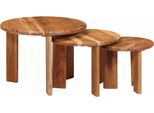 Syfax™ Tavoli Da Caffè Nido 3 Pcs Marrone Legno Di Acacia Massello