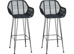 Syfax™ Sedia Da Bar 2 Pcs Nero 55 X 52 X 105 Cm Rattan E Ferro
