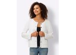 Strickjacke Heine, Damen, Gr. 38, Weiß, 100% Baumwolle, Unifarben, Strickjacken Strickjacke