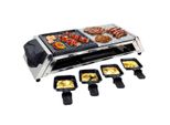 Syntrox Chef Grill Rac-1200W-Ginevra Raclette In Acciaio Inox Per 8 Persone Con Piastra Grill E Pietra Calda