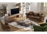 Set Di Divani Chesterfield Marrone Poltrona Moderna A Tre Posti Tessile