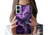 Custodia Per Motorola Moto G35 - Viola Marmorizzato Alla Moda Femminile + Vetro