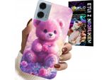 Custodia Per Motorola Moto G85 5G - Dolce Orsacchiotto Su Sfondo Rosa, Custodia + Vetro