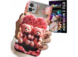 Custodia Per Motorola G32 - Famiglia Di Orsacchiotti Rosa Cuore + Pellicola Protettiva