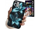 Custodia Per Motorola G32 - Gigli Turchesi Fiori Custodia + Pellicola Protettiva