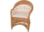 Relaxsessel, Gelb (Honigfarben, Mit Sitzkissen), B:65Cm H:85Cm T:65Cm, Bezug 100% Polyester, Hofmann Living And More, Sessel, Relaxsessel, Handgeflochten