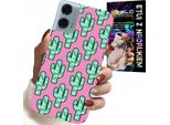 Custodia Per Motorola G24 / G04 - Cactus, Cactus Su Sfondo Rosa + Pellicola Protettiva