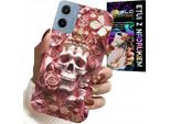 Custodia Per Motorola E15 / G05 - Modelli Femminili E Alla Moda, Teschio Tra I Fiori