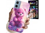 Custodia Per Motorola E15 / G05 - Dolce Orsacchiotto Su Sfondo Rosa, Custodia + Pellicola Protettiva