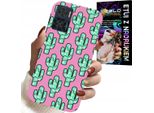 Custodia Per Motorola Moto E22 / E22I - Cactus, Cactus Su Sfondo Rosa + Pellicola Protettiva