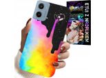 Custodia Per Motorola E15 / G05 - Motivi Colorati Arcobaleno, Vernice + Pellicola