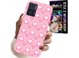 Custodia Per Motorola Moto E22 / E22I - Cuori A Quadri Rosa Custodia + Vetro
