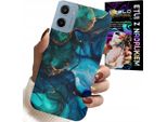Custodia Per Motorola E15 / G05 - Blu Verde Marmo Motivi