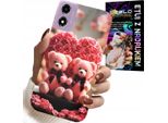 Custodia Per Motorola Moto E14 - Famiglia Di Orsacchiotti Rosa Cuore + Vetro