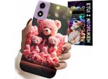 Custodia Per Motorola Moto E14 - Famiglia Di Orsacchiotti Rosa Regalo + Pellicola Protettiva