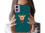 Custodia Per Motorola Moto E14 - Renna Su Sfondo Verde Motivi Natalizi