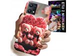 Custodia Per Realme 9 5G - Famiglia Di Orsacchiotti Rosa Cuore + Vetro