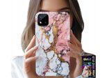 Custodia Per Realme C11 2021 - Rosa E Bianco Marmorizzato, Motivi In Pietra
