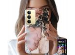 Custodia Per Realme 14X - Elegante Marmo, Motivi Alla Moda + Vetro