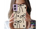 Custodia Per Motorola Moto E14 - Nastri Beige Con Fiocchi Motivi Alla Moda