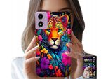 Custodia Per Motorola Moto E14 - Motivi Floreali Tigre Tigrotti + Pellicola Protettiva