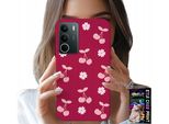 Custodia Per Realme C71 4G - Ciliegie Su Sfondo Bordeaux + Pellicola Protettiva