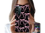 Custodia Per Realme C71 4G - Nera Con Nastri Rosa E Fiocchi