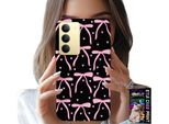Custodia Per Realme 14X - Nera Con Nastri Rosa E Fiocchi