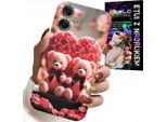 Custodia Per Realme Note 60 - Famiglia Di Orsacchiotti Rosa Cuore + Vetro