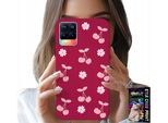 Custodia Per Realme 8 / 8 Pro - Ciliegie Su Sfondo Bordeaux + Pellicola Protettiva