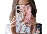 Custodia Per Realme Note 60 - Rosa E Bianco Marmorizzato, Motivi In Pietra