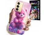 Custodia Per Realme 14X - Dolce Orsacchiotto Su Sfondo Rosa, Custodia + Vetro