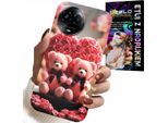 Custodia Per Realme C67 4G - Famiglia Di Orsacchiotti Rosa Cuore + Vetro