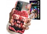 Custodia Per Realme C71 4G - Famiglia Di Orsacchiotti Rosa Cuore + Vetro
