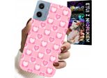 Custodia Per Motorola E15 / G05 - Cuori A Quadri Rosa Custodia + Pellicola Protettiva