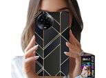 Custodia Per Realme C67 4G - Cornici Dorate, Motivi Eleganti + Vetro