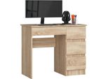 Scrivania Ad Angolo A-7 In Rovere Sonoma Con 4 Cassetti E Design Minimalista