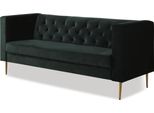 Divano In Velluto "Bruce"" - 196 X 76 X 82 Cm - 3 Posti - Verde Scuro"