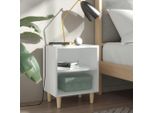 Comodini Con Gambe In Legno Massiccio 2 Pz. Bianco 40X30X50 Cm